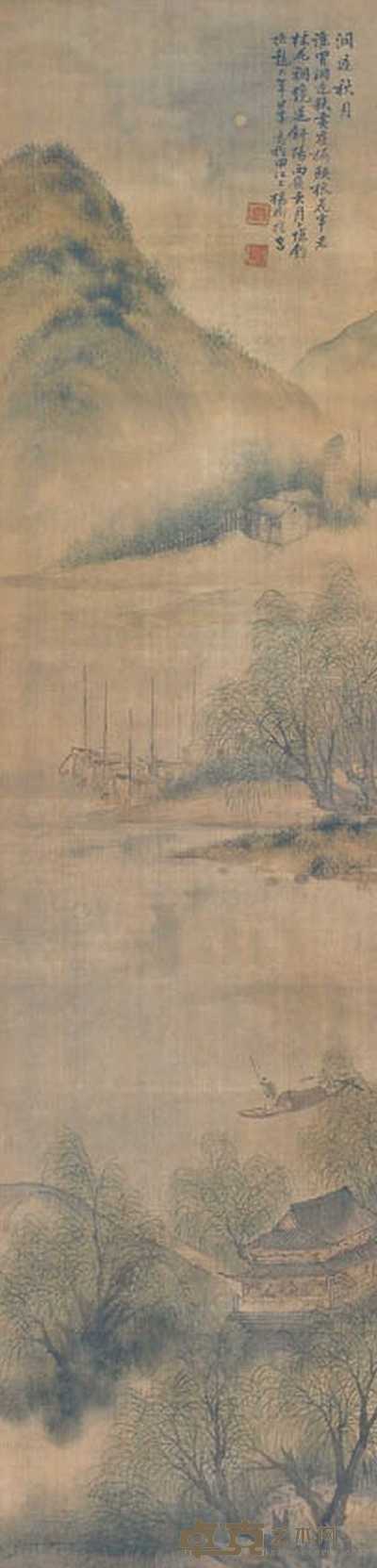 杨柳桥 洞庭秋色 立轴 100×25cm